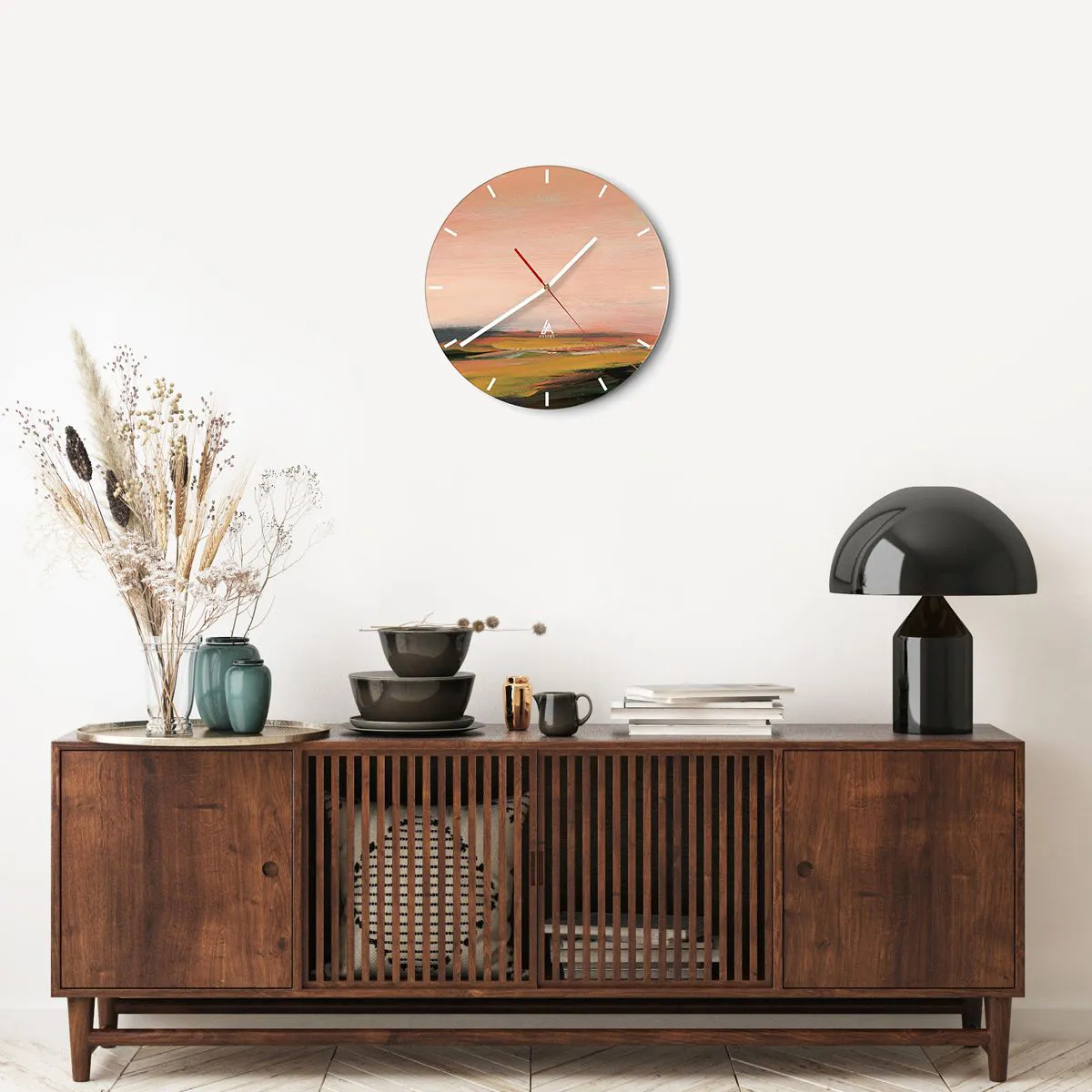 Vægur, Uret - I lyserøde toner - 40x40 cm