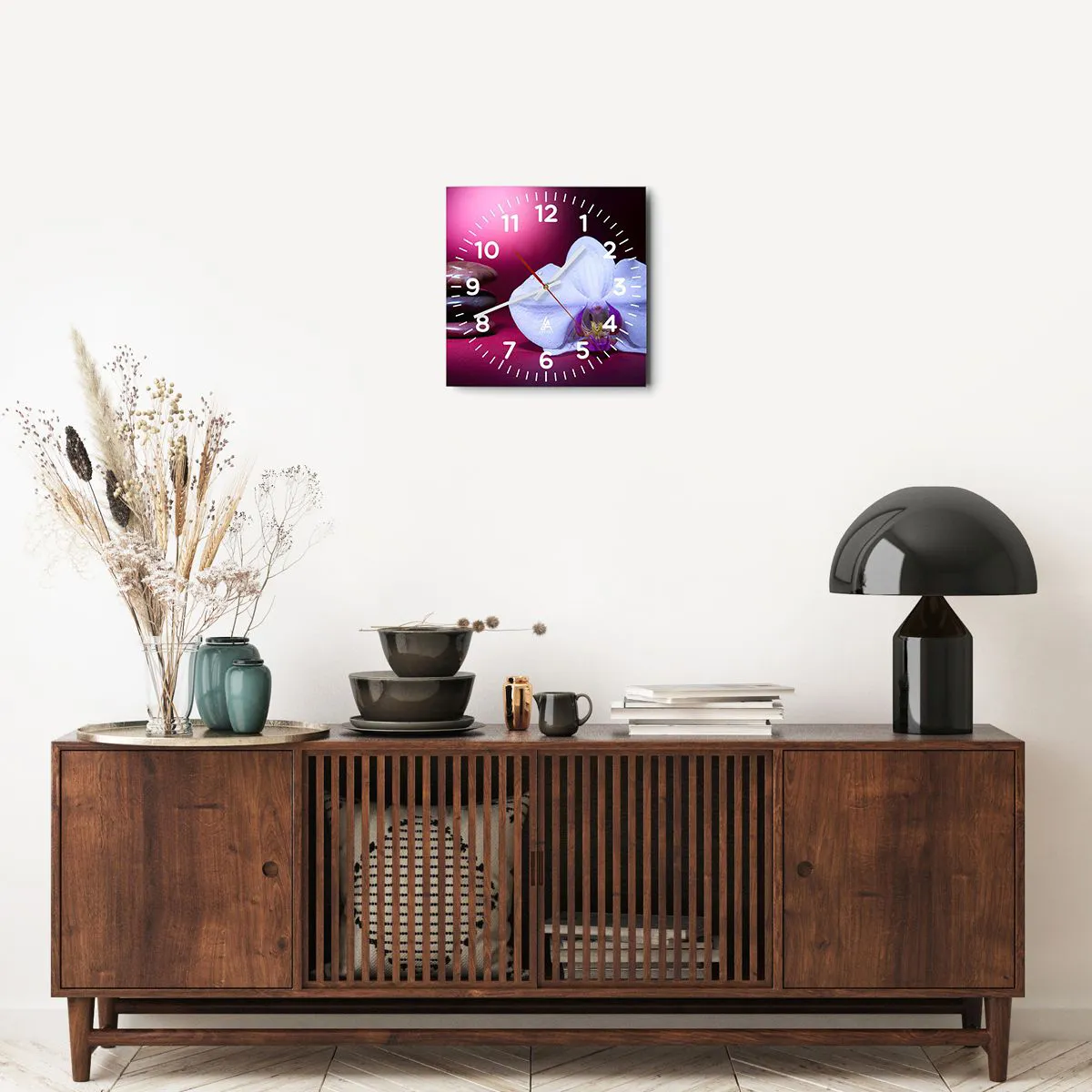 Orologio da parete - Orologio in Vetro - Studio di freschezza in viola - 30x30 cm