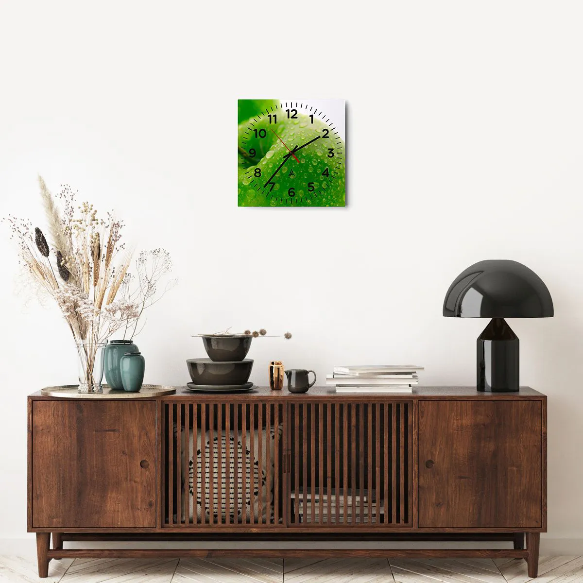 Ceas de perete - Ceas pe sticlă - Prospețime verde rece - 30x30 cm