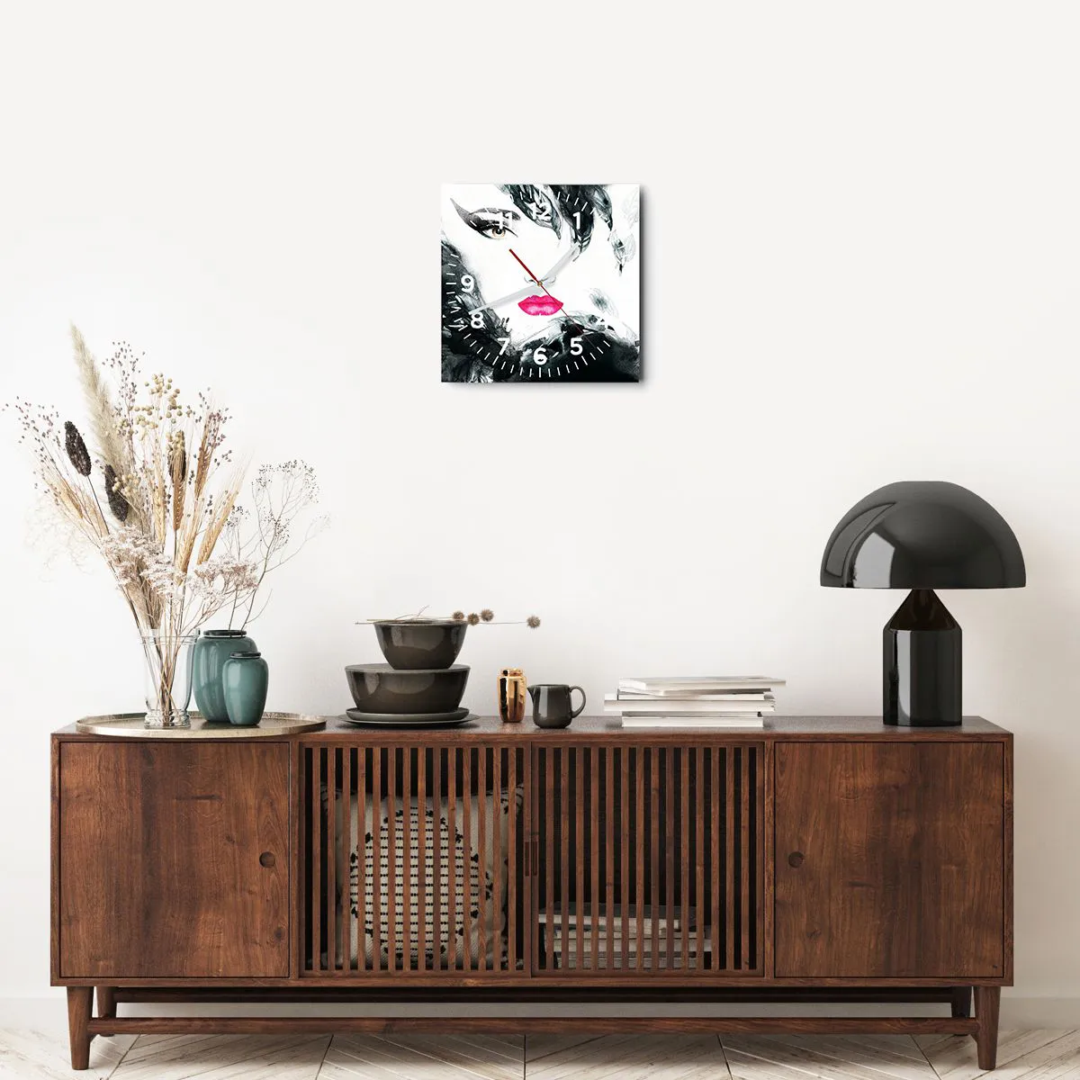 Wall clock - Clock on glass - Watch out for Femme Fatale! - 30x30 cm