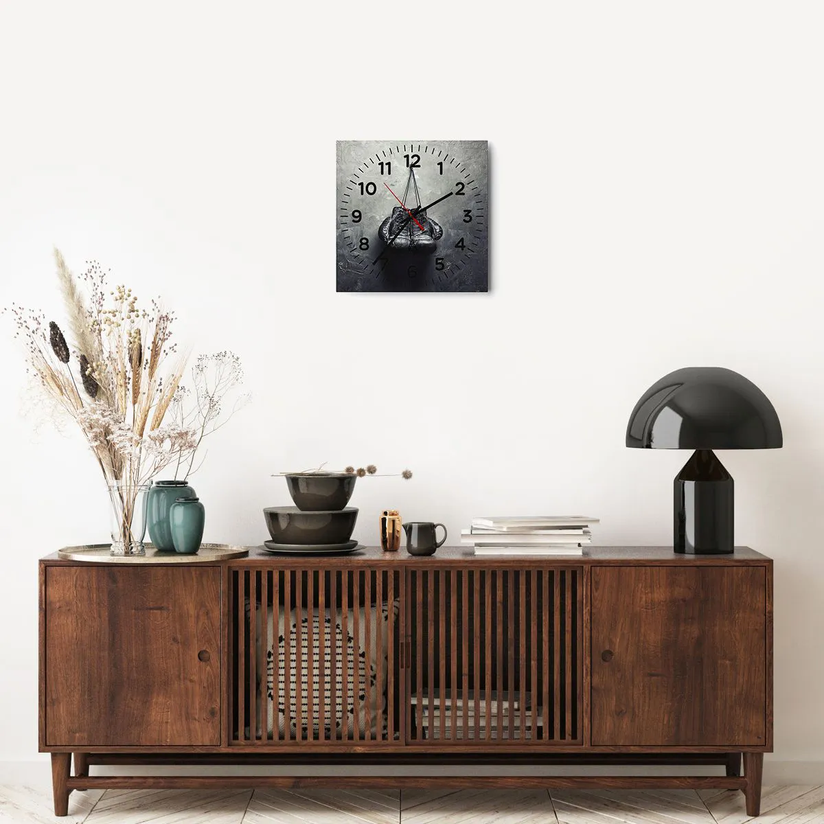 Ceas de perete - Ceas pe sticlă - Timp de luptă și timp de pace - 30x30 cm