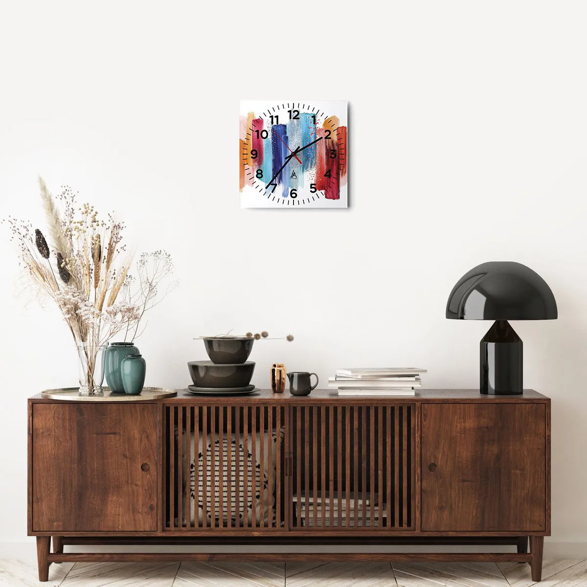 Wall clock - Clock on glass - Up and Down - 30x30 cm