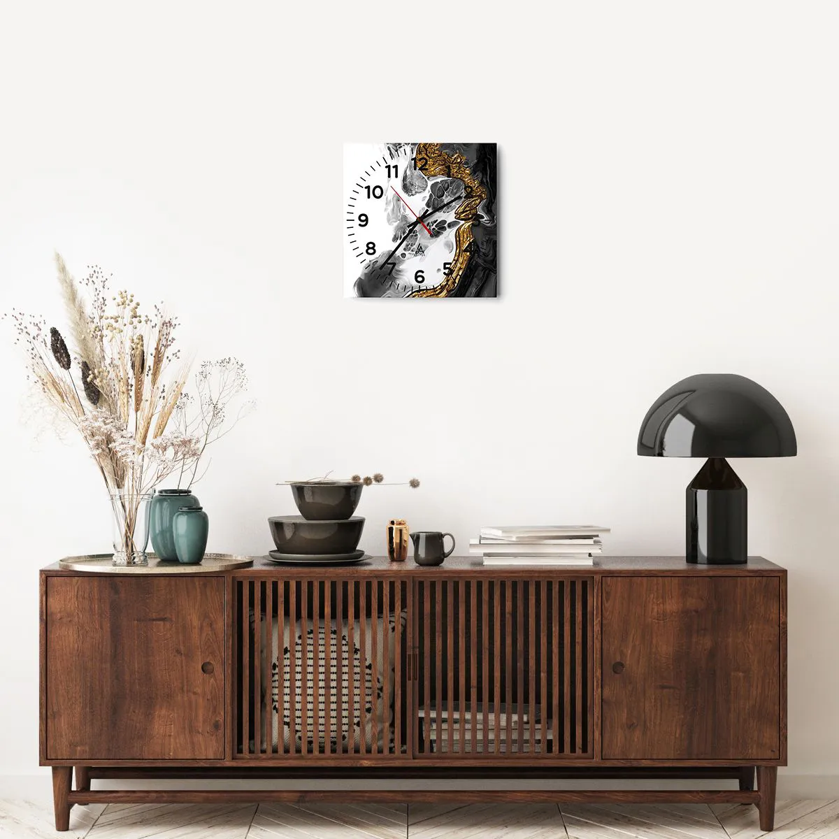 Ceas de perete - Ceas pe sticlă - Compoziție organică - 30x30 cm