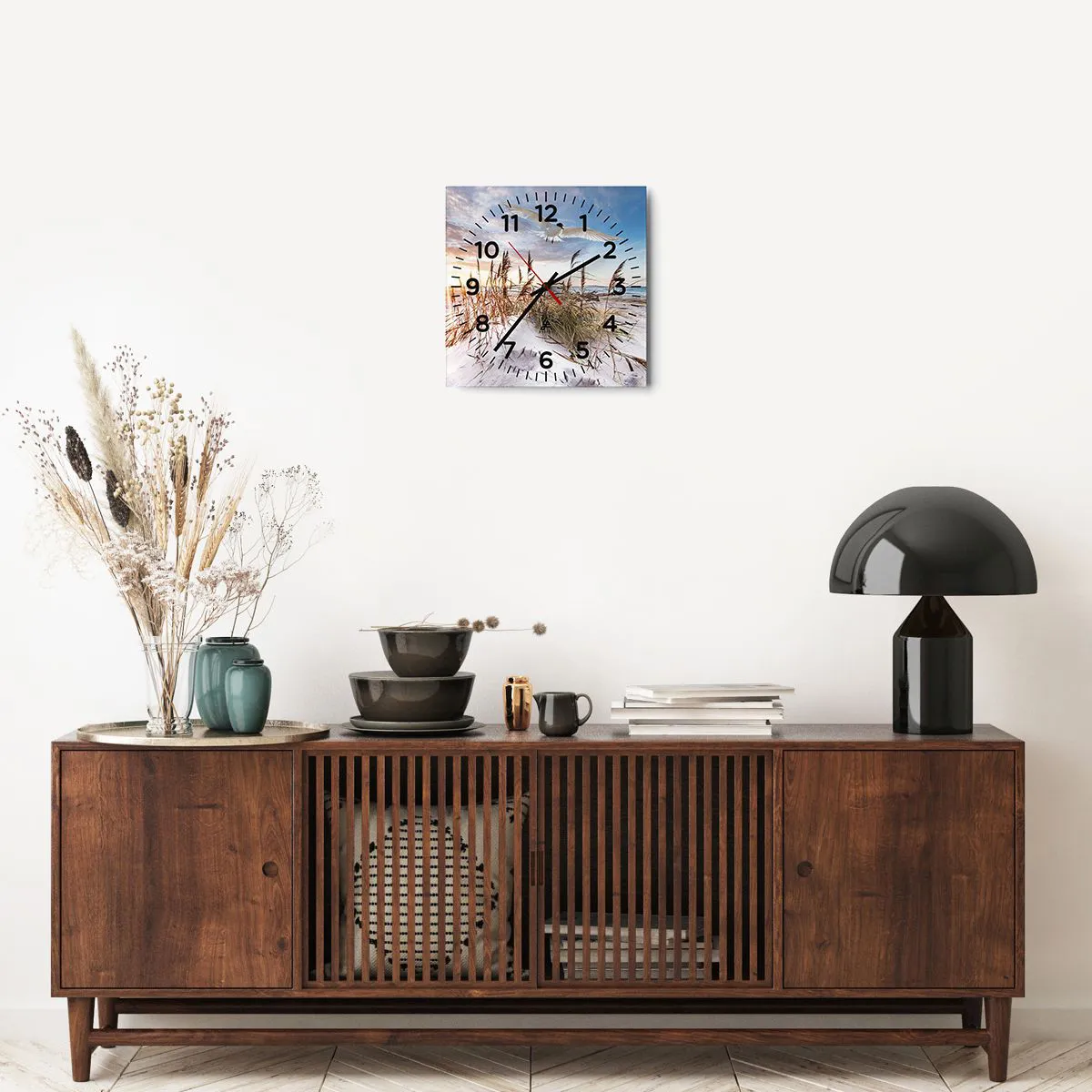 Relógio de parede - Relógio em vidro - Vento do mar - 30x30 cm