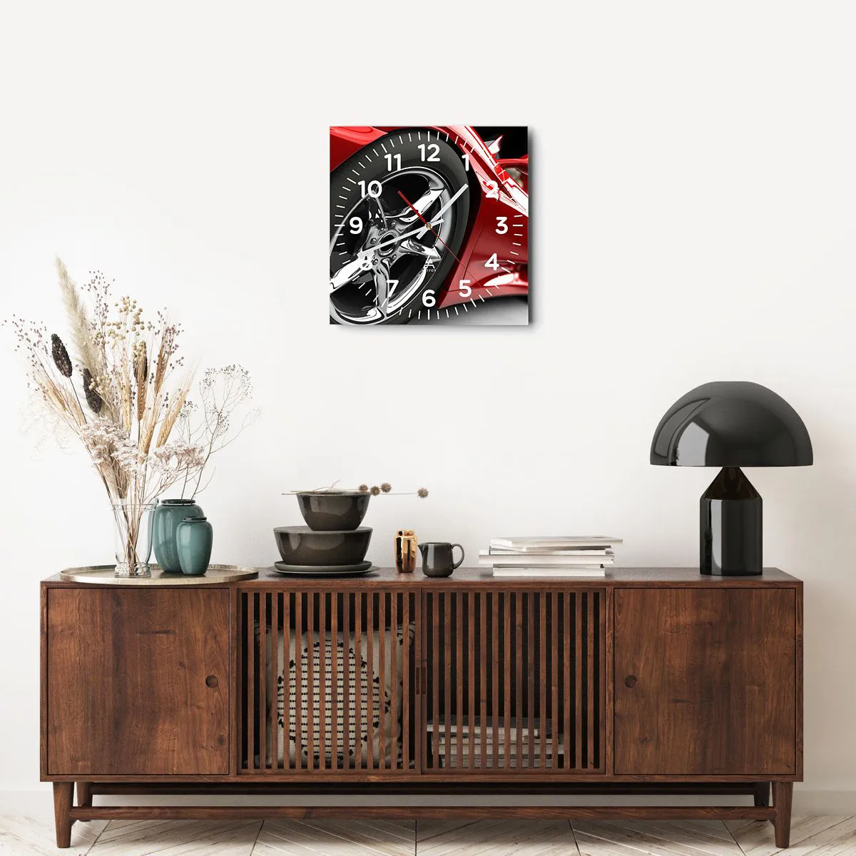 Ceas de perete - Ceas pe sticlă - Construit pentru viteză - 40x40 cm