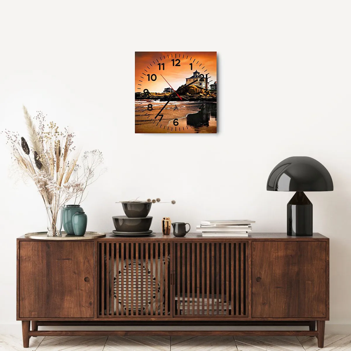 Wall clock - Clock on glass - Elegance of a West Coast - 40x40 cm