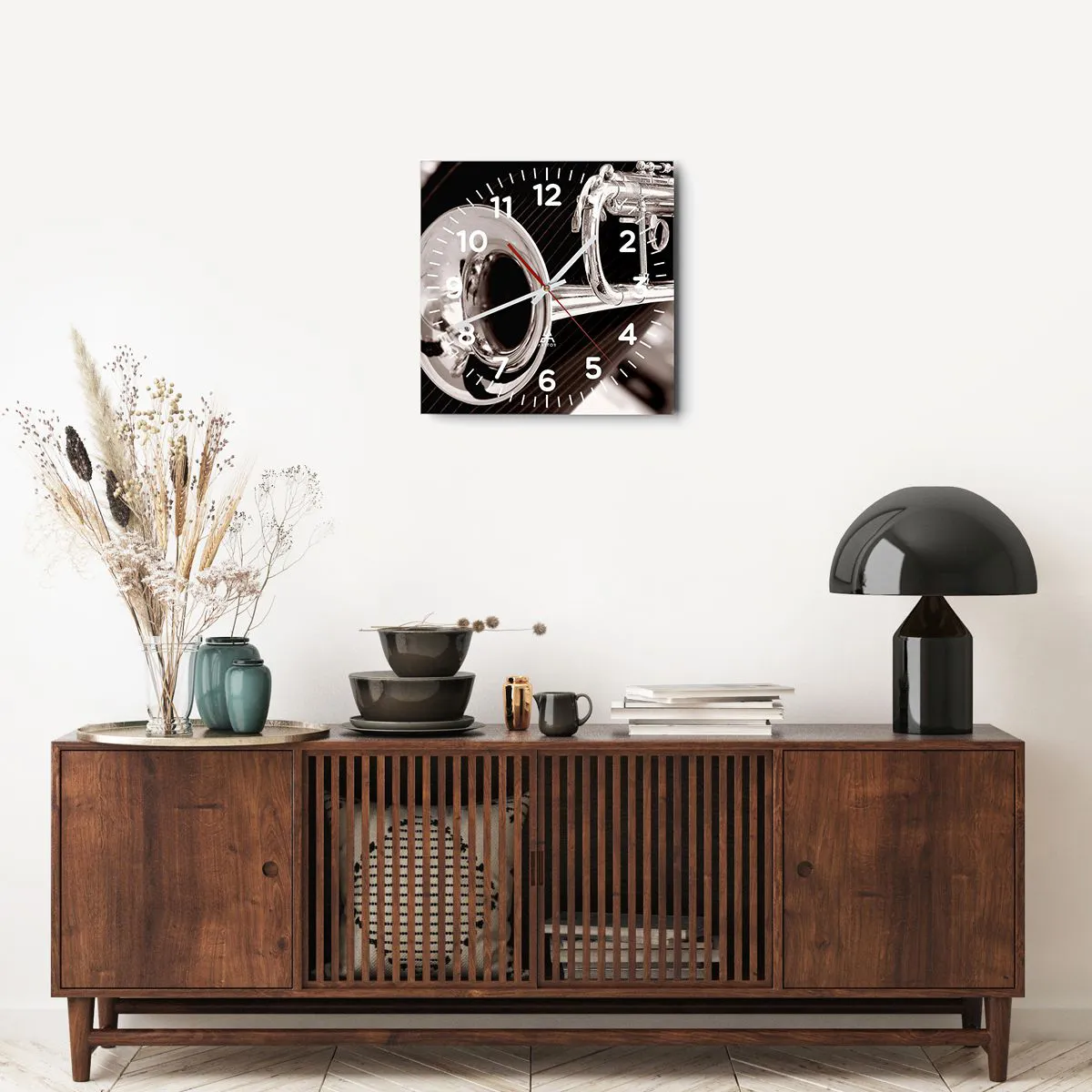 Ceas de perete - Ceas pe sticlă - O călătorie muzicală în anii `30 - 40x40 cm