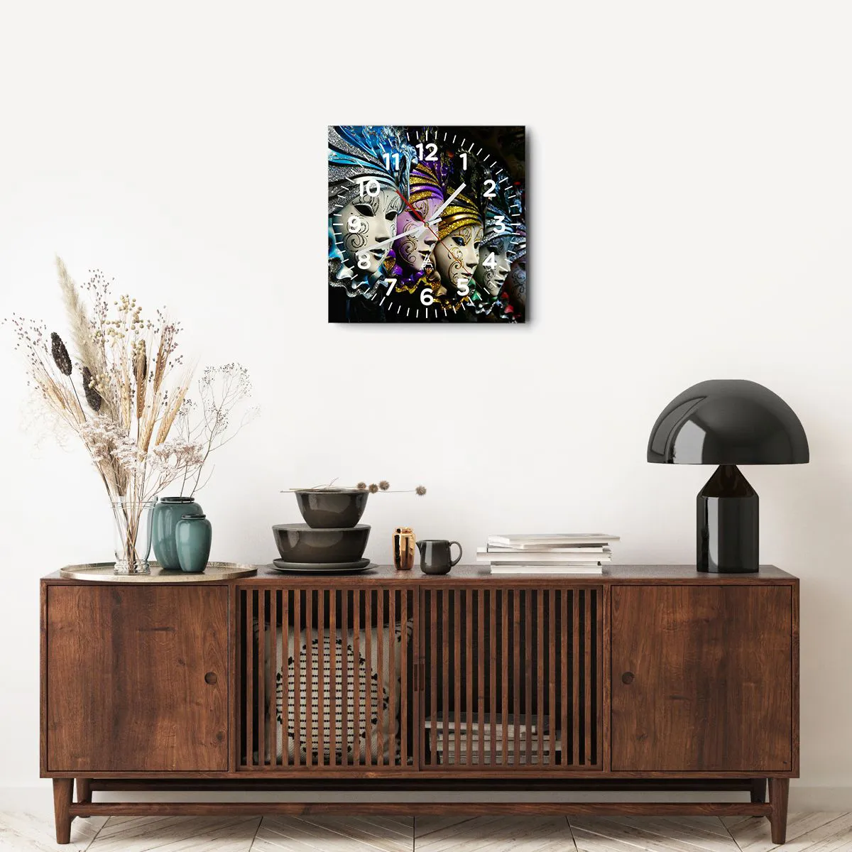 Ceas de perete - Ceas pe sticlă - Mister în aur și argint - 40x40 cm