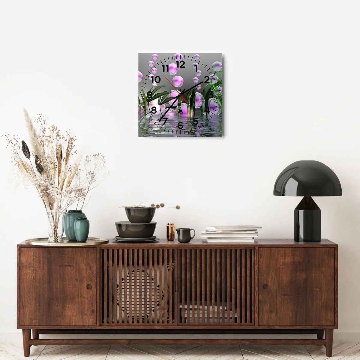 Nástěnné hodiny - Reflexní kompozice lehkosti a života - 40x40 cm