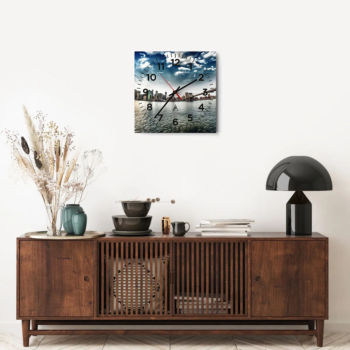 Ceas de perete - Ceas pe sticlă - Insula de sticlă - 40x40 cm