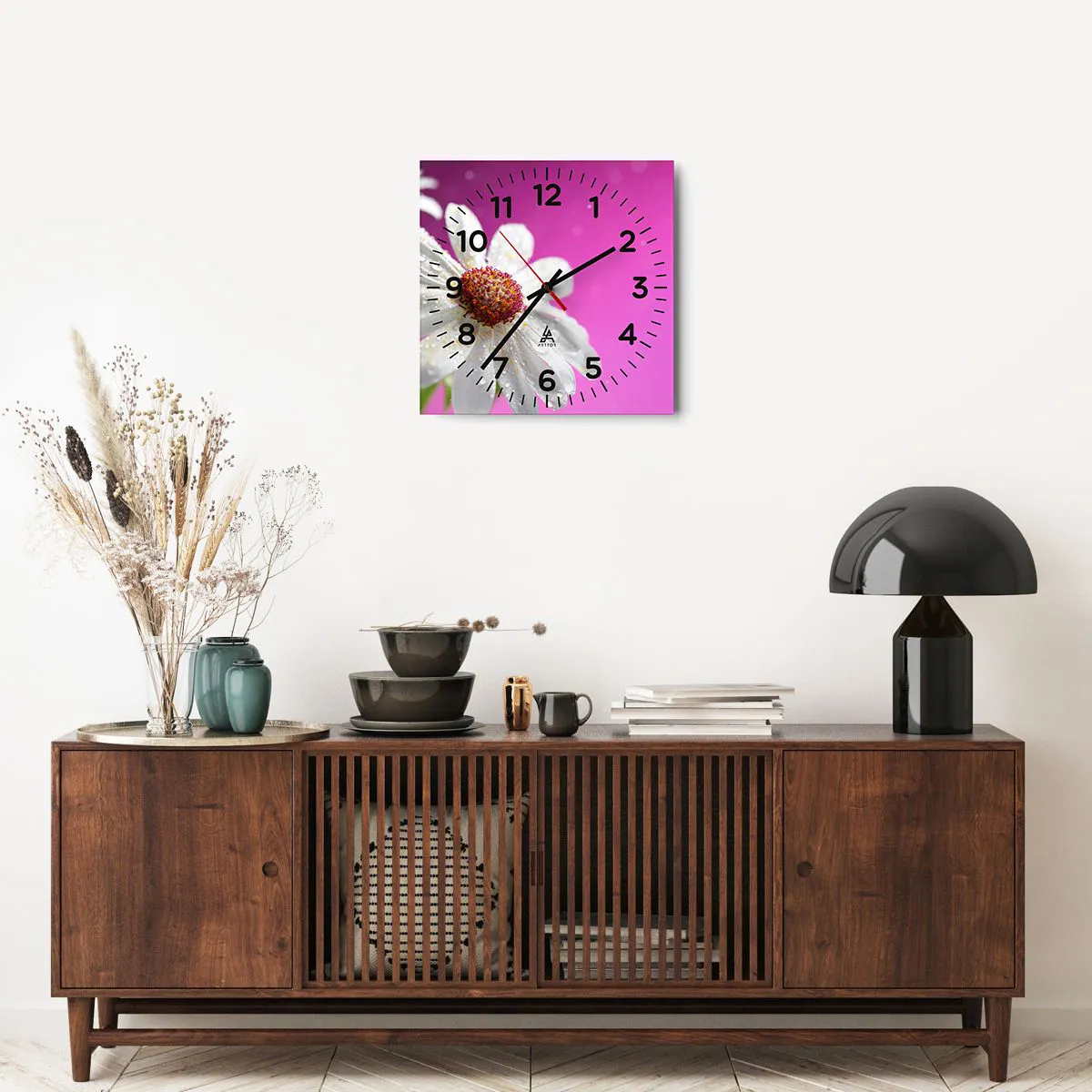 Ceas de perete - Ceas pe sticlă - Modestă în frumusețea ei - 40x40 cm