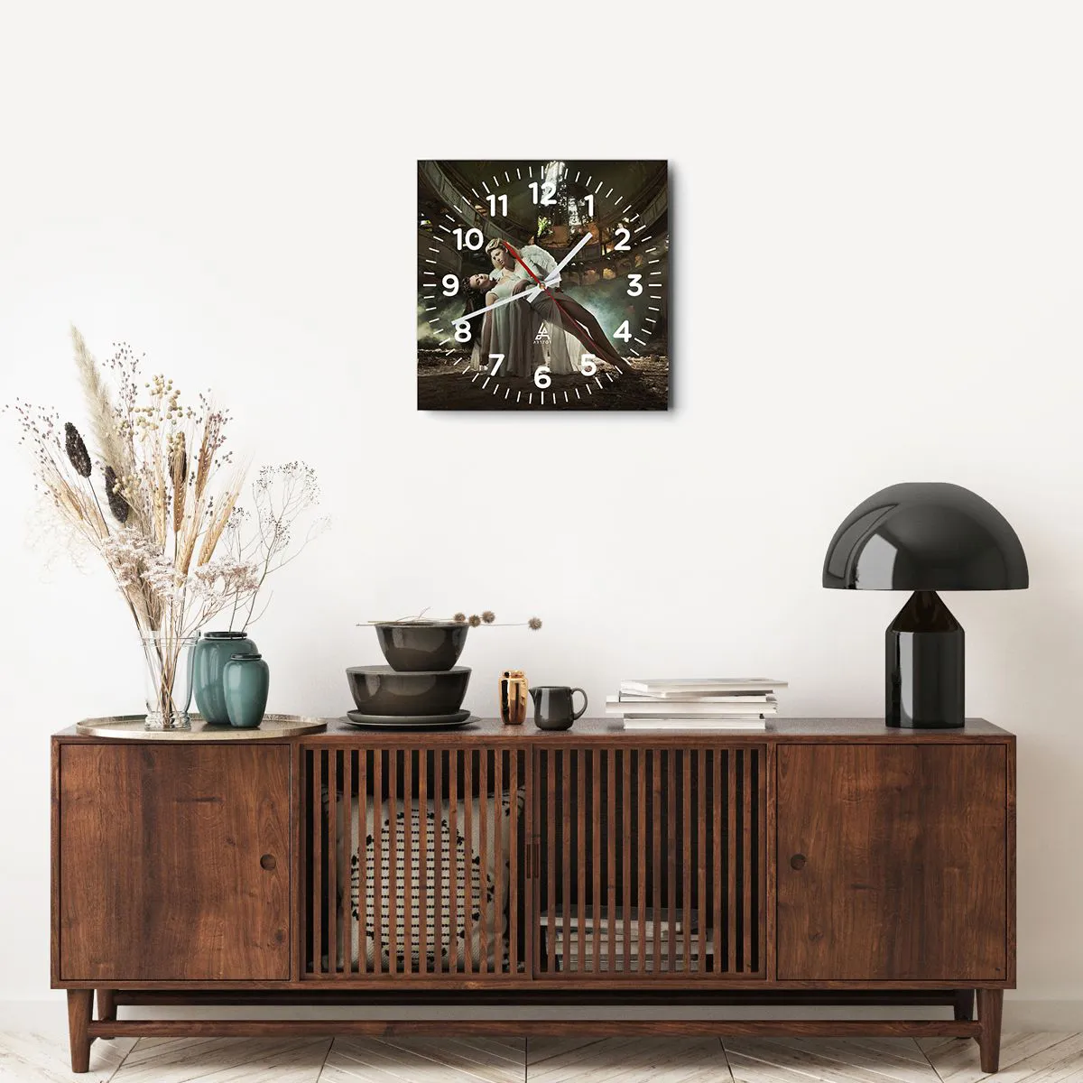 Wanduhr - Glasuhr - Der Geist des alten Theaters - 40x40 cm