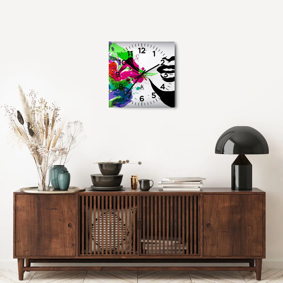 Wanduhr - Glasuhr - Eine Geschichte in den Farben des Regenbogens - 40x40 cm