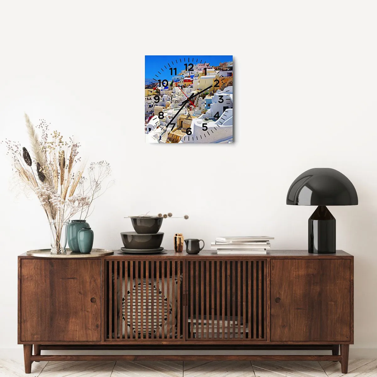 Wanduhr - Glasuhr - Der Traum vom griechischen Sommer - 40x40 cm