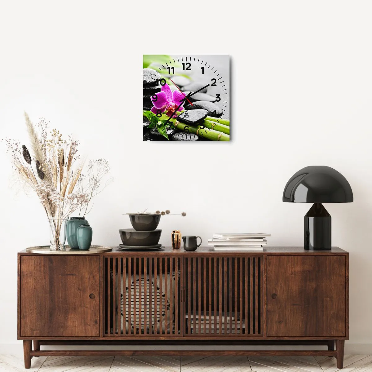 Ceas de perete - Ceas pe sticlă - Într-un echilibru pașnic - 40x40 cm