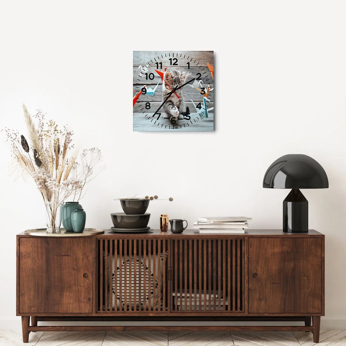 Väggklocka - Klocka på glas - Första lektionen - 40x40 cm