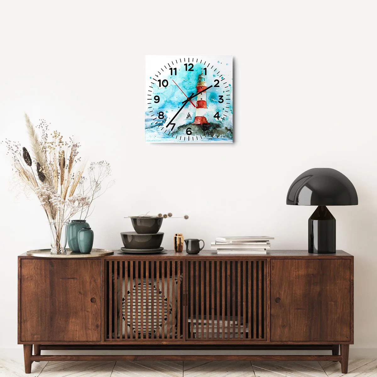 Reloj de pared - Reloj de vidrio - La unidad de los elementos - 40x40 cm