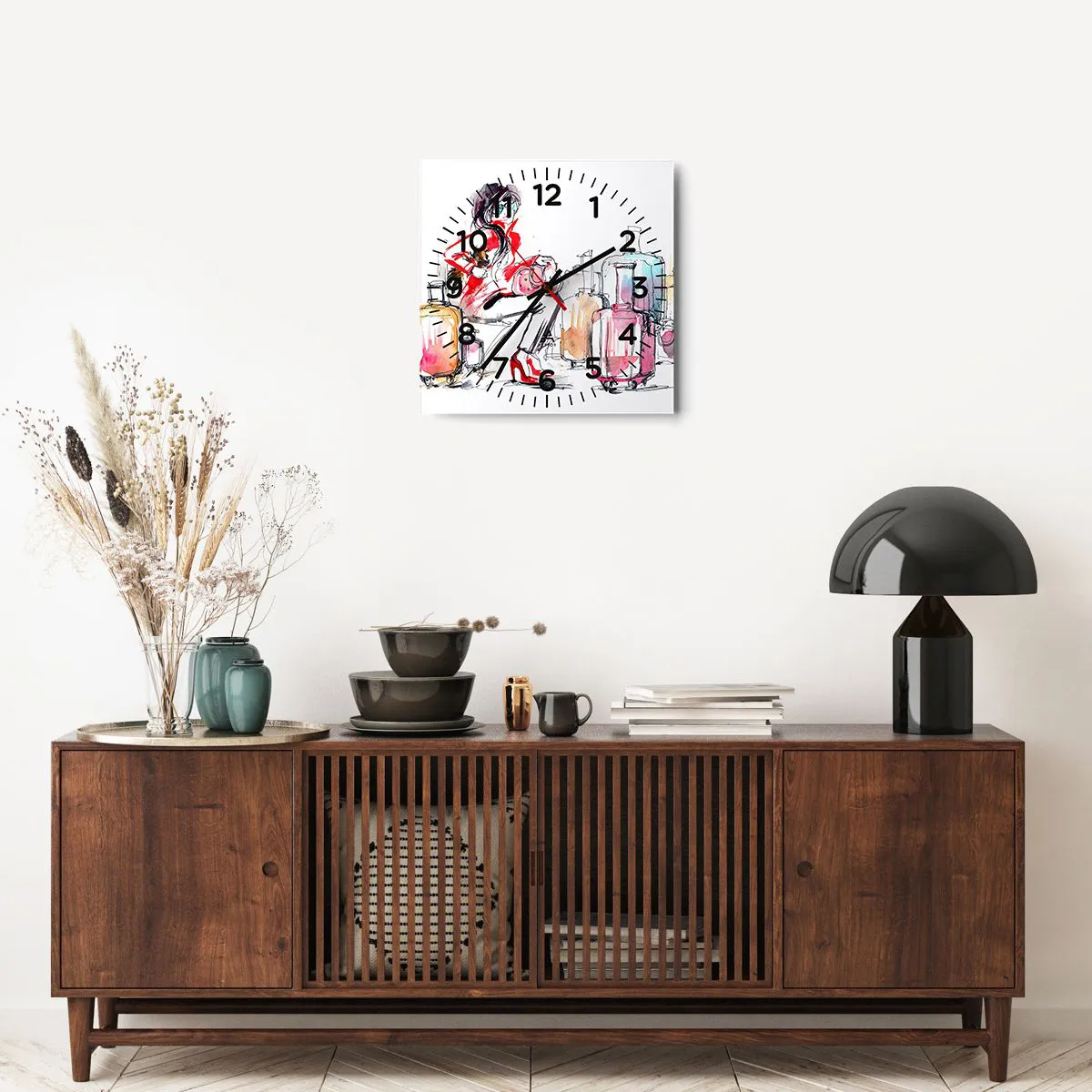 Wanduhr - Glasuhr - Setzen wir uns vor der Reise hin - 40x40 cm