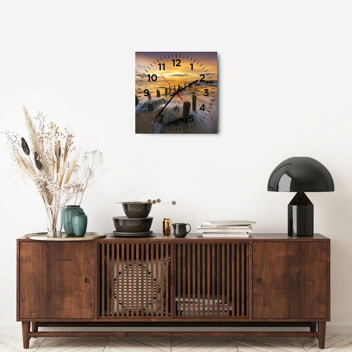 Relógio de parede - Relógio em vidro - A beleza crua do Mar Báltico - 40x40 cm