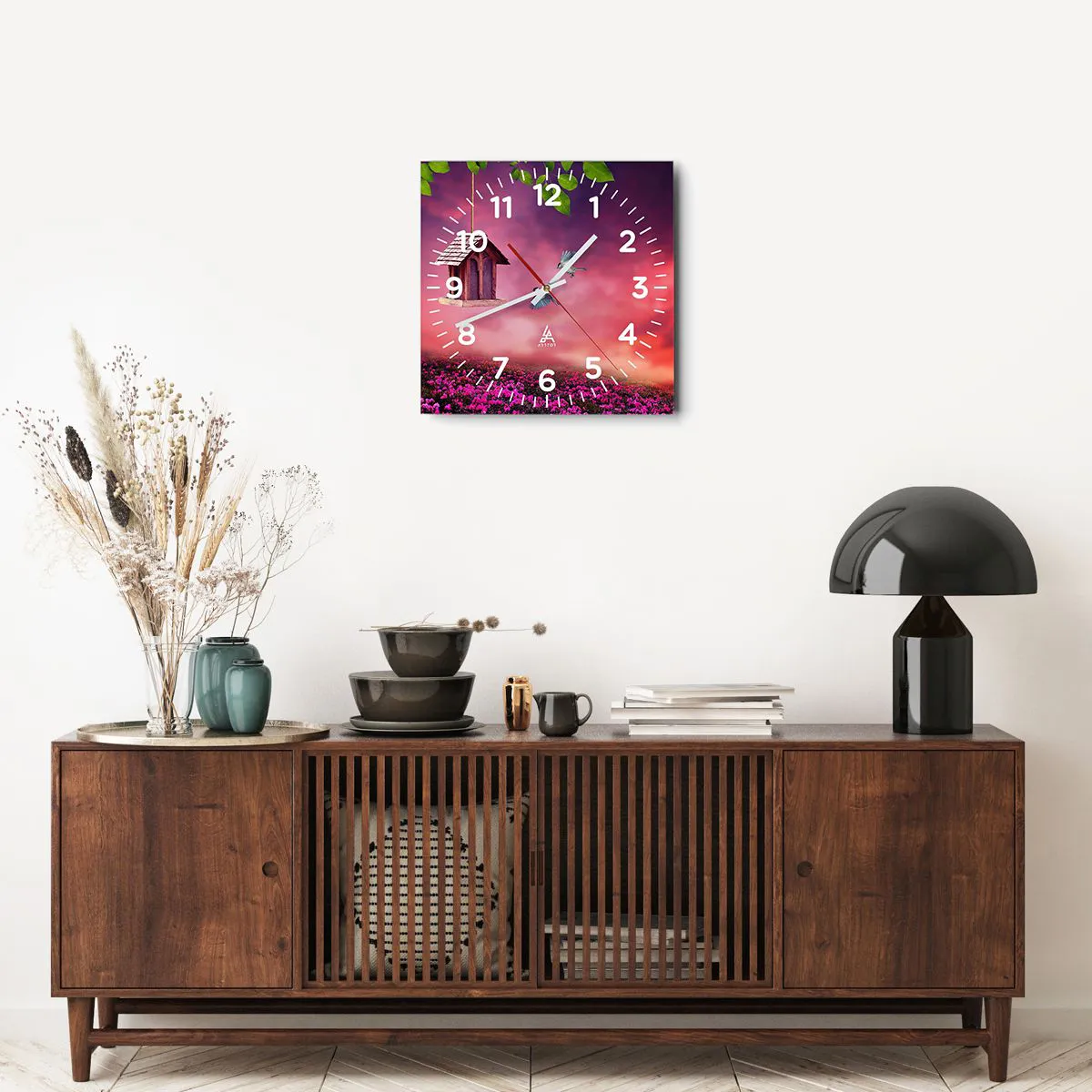 Relógio de parede - Relógio em vidro - Convite para jantar - 40x40 cm