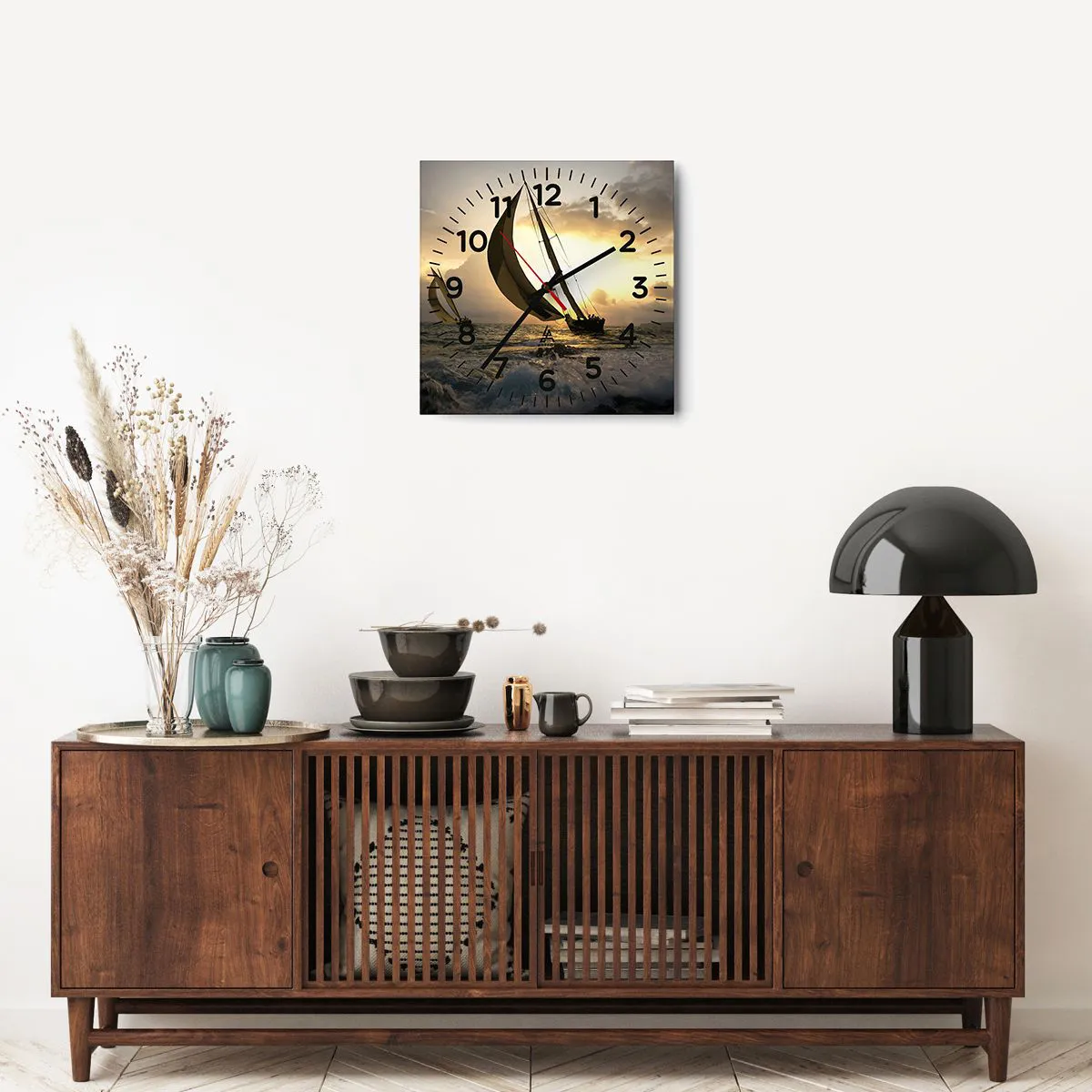 Wandklok - Klok - Met de wind en tegen de wind - 40x40 cm