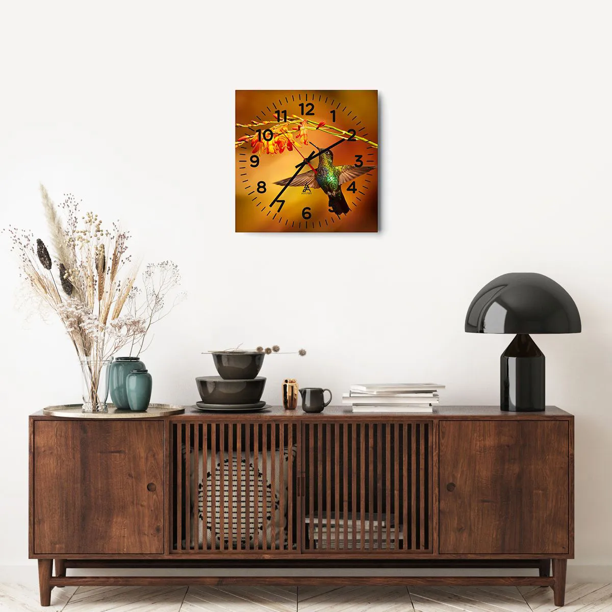 Väggklocka - Klocka på glas - Ljusbud enligt Mayafolket - 40x40 cm