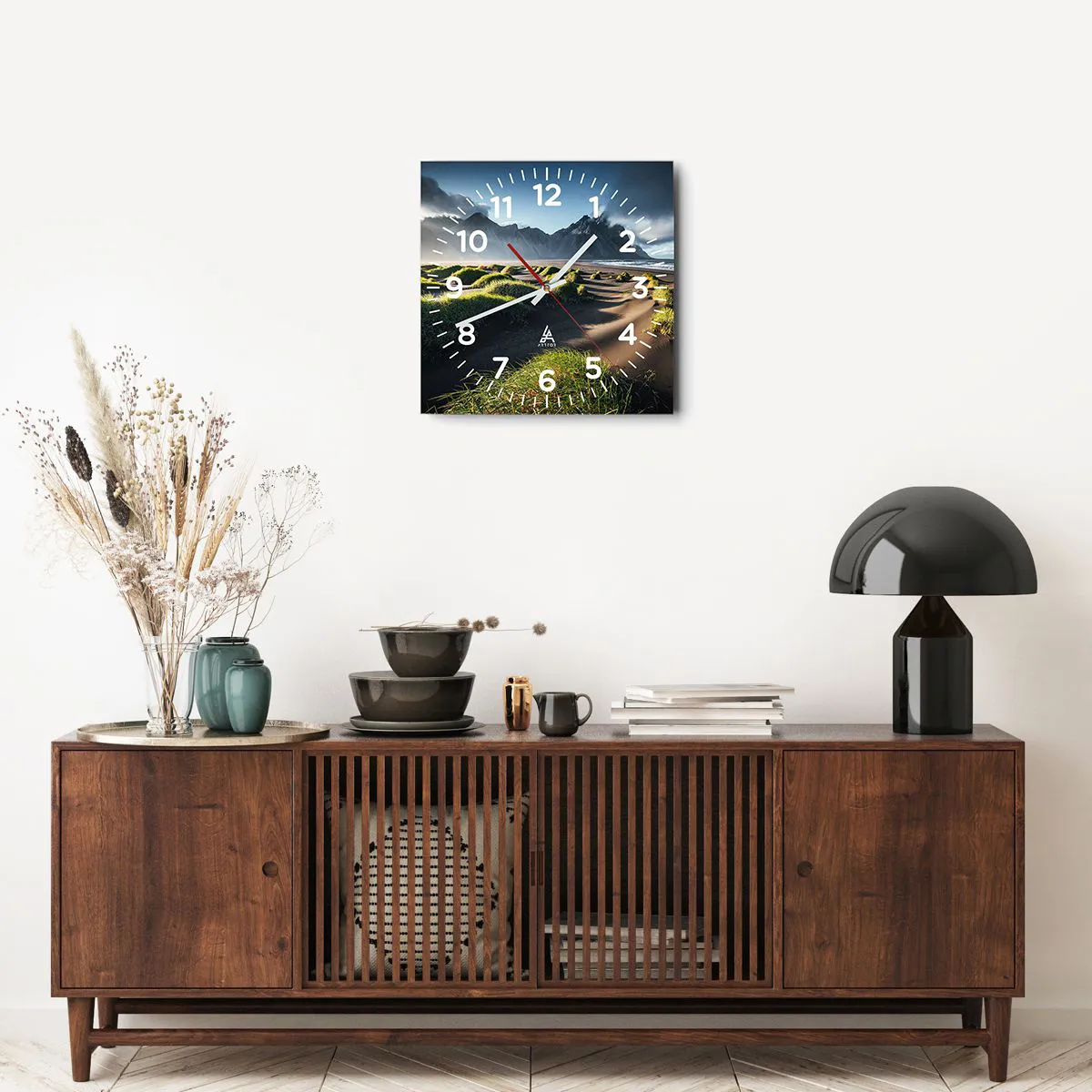 Wanduhr - Glasuhr - Harmonie der Elemente - 40x40 cm