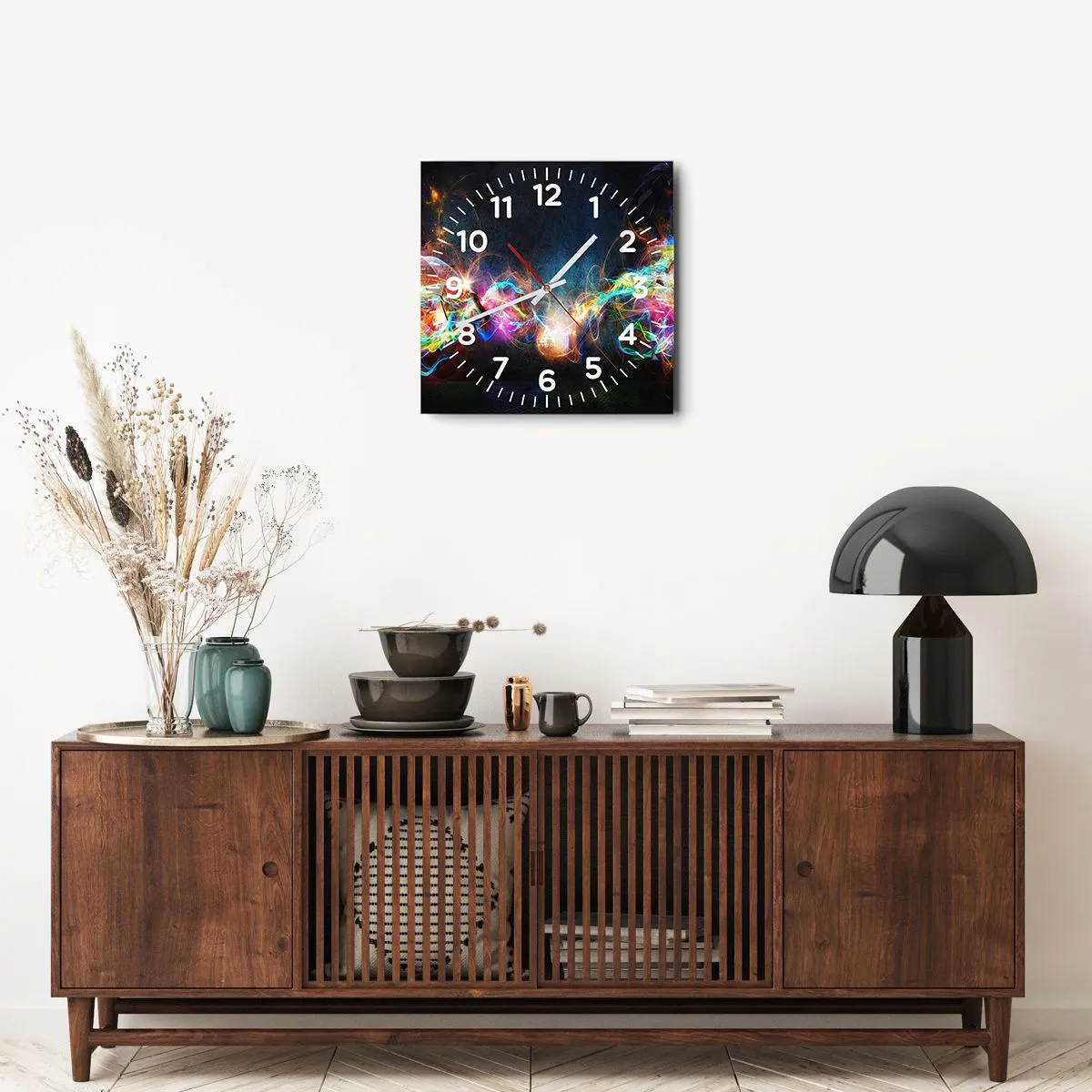 Wanduhr - Glasuhr - Freudig gegen die Dunkelheit - 40x40 cm