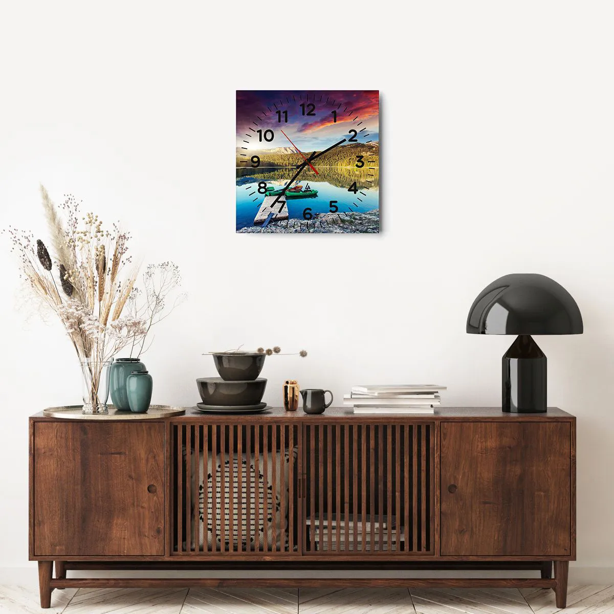 Ceas de perete - Ceas pe sticlă - Spre o apă netedă ca o oglindă - 40x40 cm