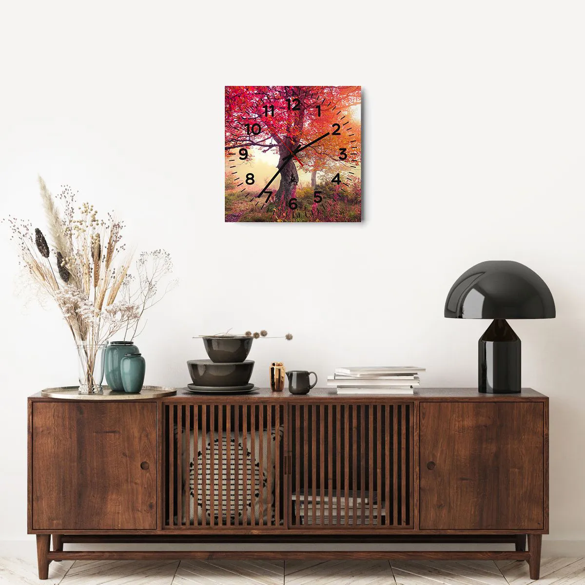 Wall clock - Clock on glass - In Full Bloom - 40x40 cm