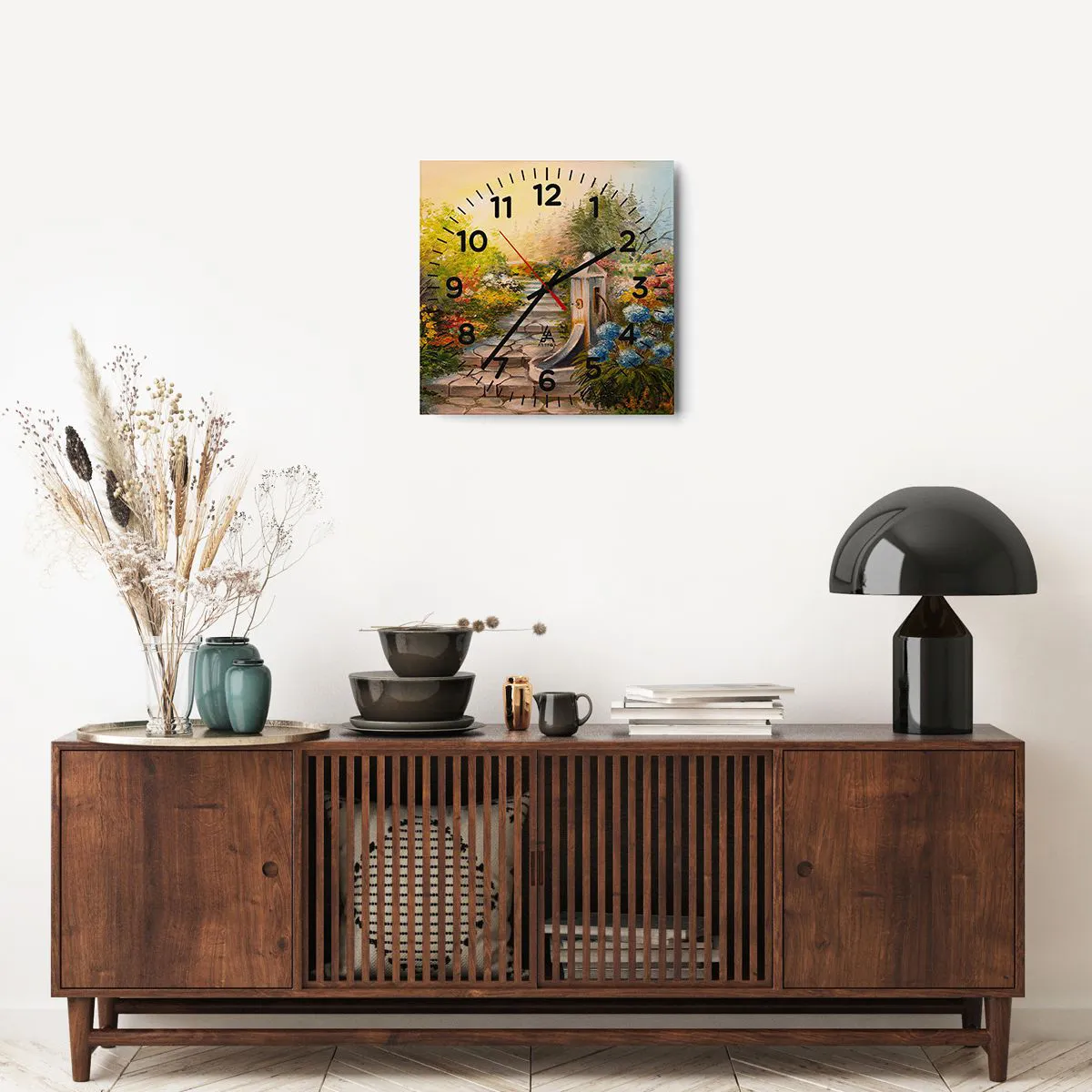 Relógio de parede - Relógio em vidro - Em pleno florescimento - 40x40 cm