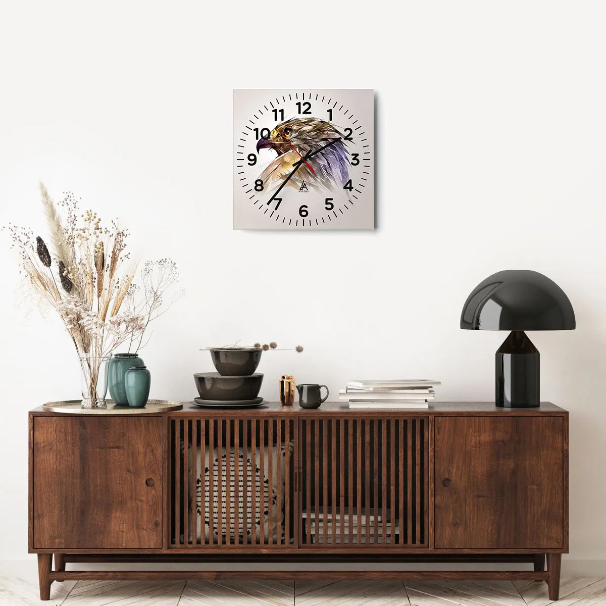 Ceas de perete - Ceas pe sticlă - Portretul unui războinic - 40x40 cm