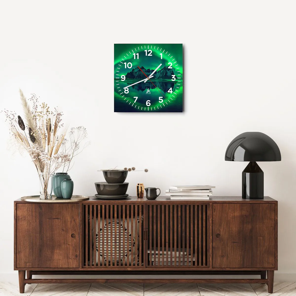 Relógio de parede - Relógio em vidro - Nos braços da aurora - 40x40 cm