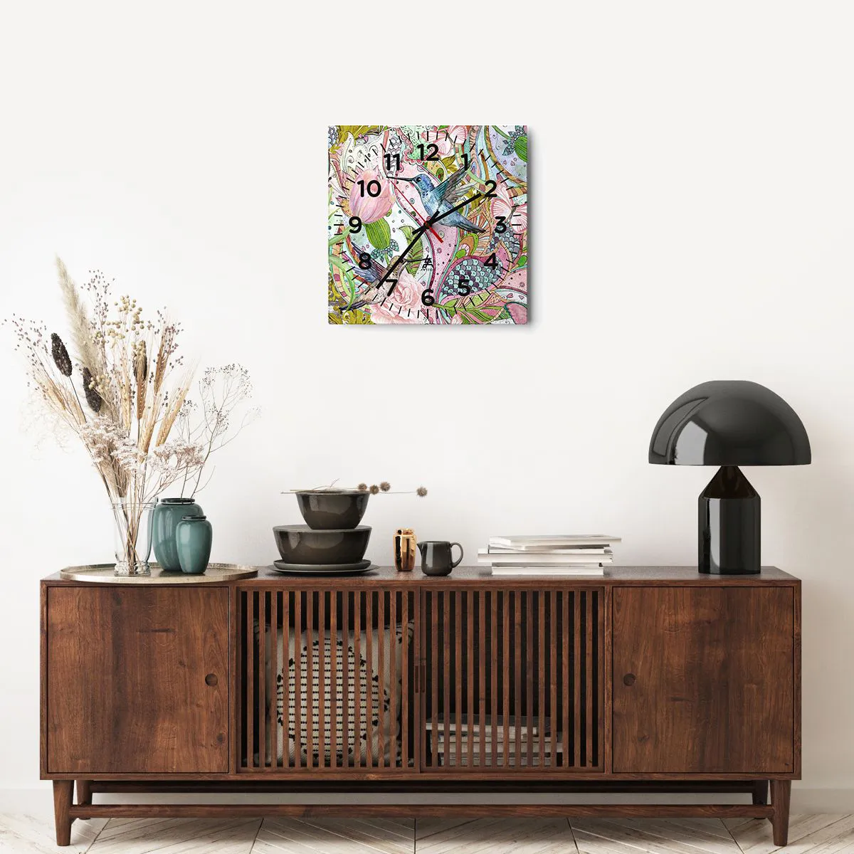 Vægur, Uret - Forviklet i vinstokkene - 40x40 cm