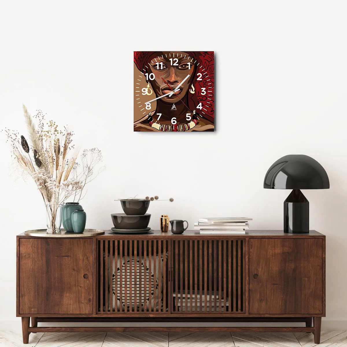 Wall clock - Clock on glass - Ebony Venus - 40x40 cm