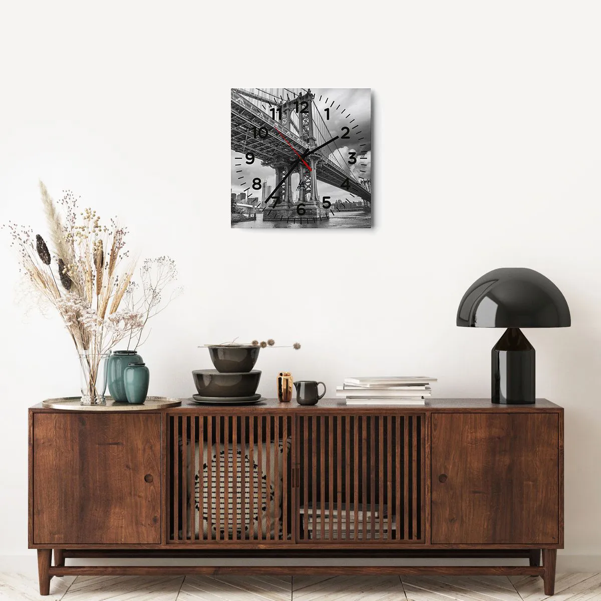 Ceas de perete - Ceas pe sticlă - Spre inima orașului - 40x40 cm