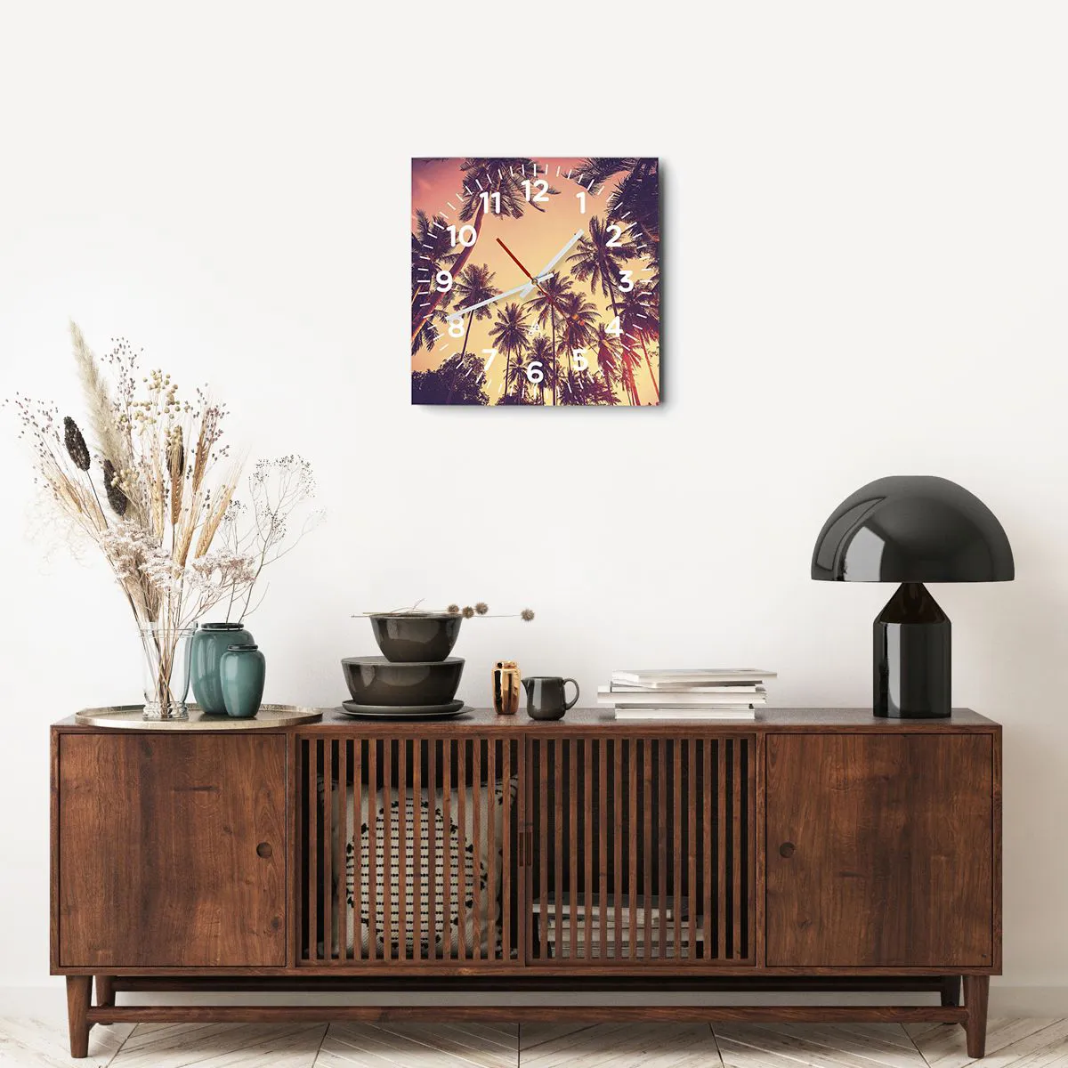 Wall clock - Clock on glass - Tropical Variation - 40x40 cm