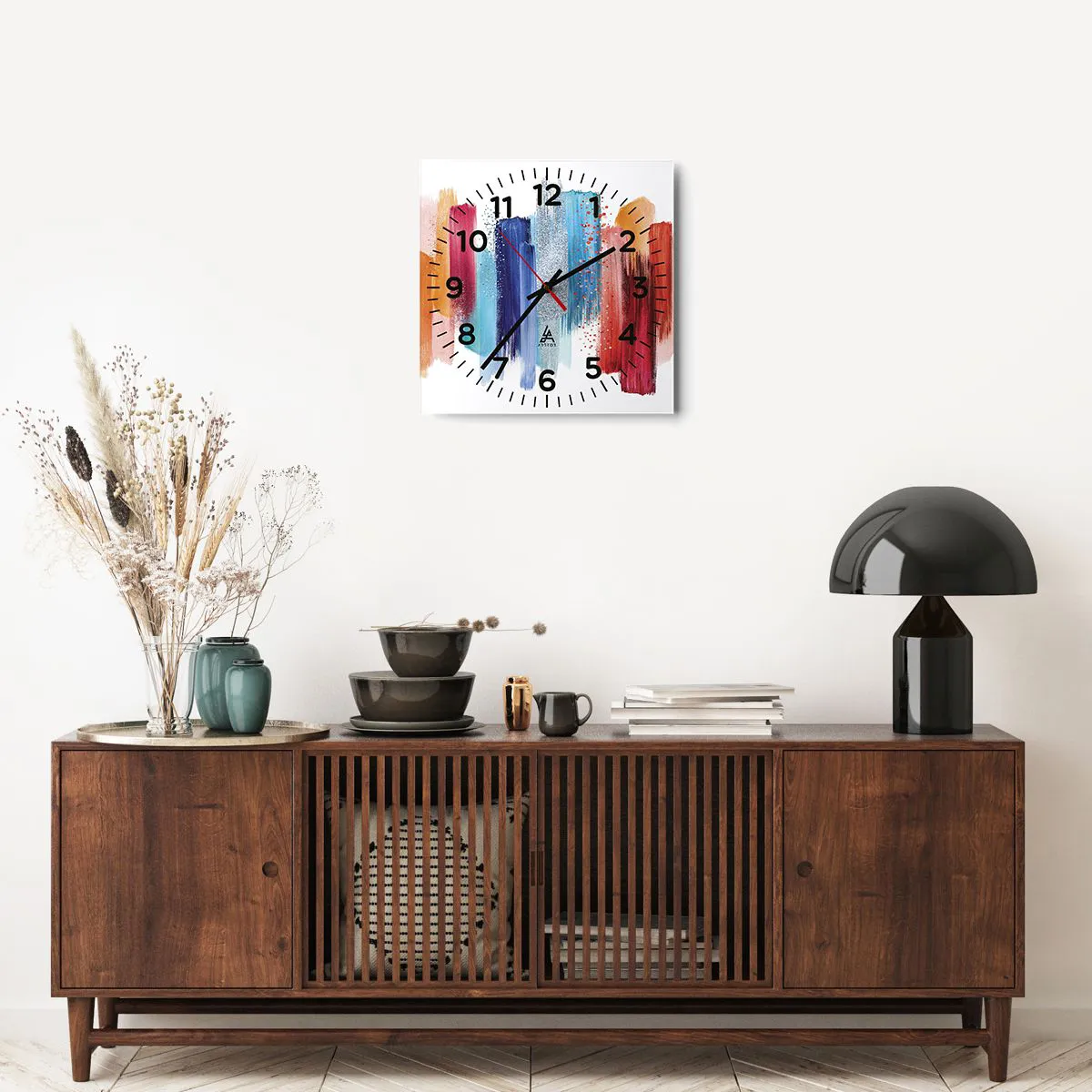 Reloj de pared - Reloj de vidrio - Arriba y abajo - 40x40 cm