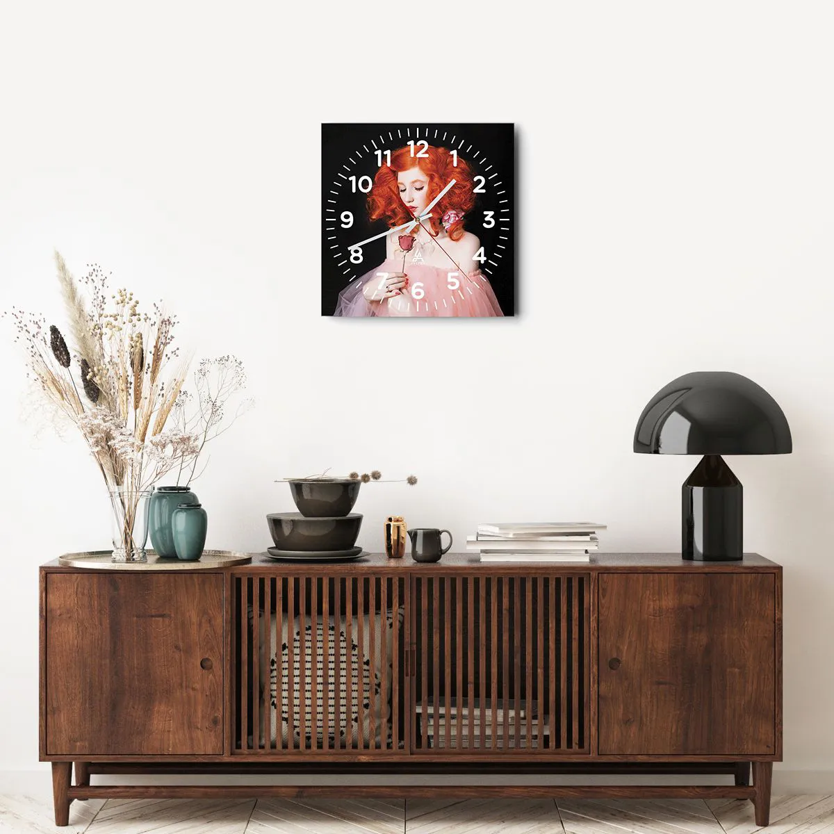 Relógio de parede - Relógio em vidro - Em estilo barroco - 40x40 cm