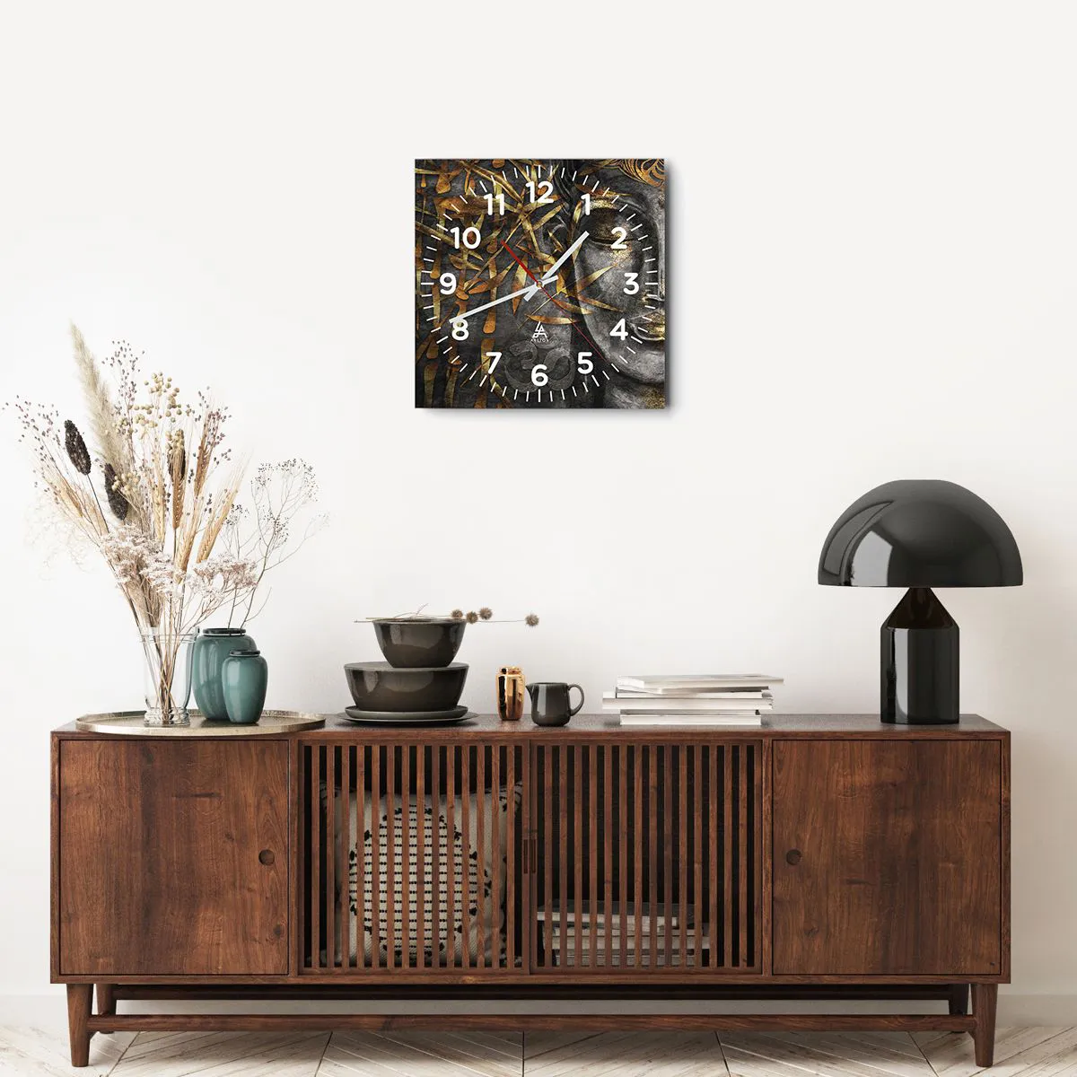 Ceas de perete - Ceas pe sticlă - Simțiți pacea - 40x40 cm