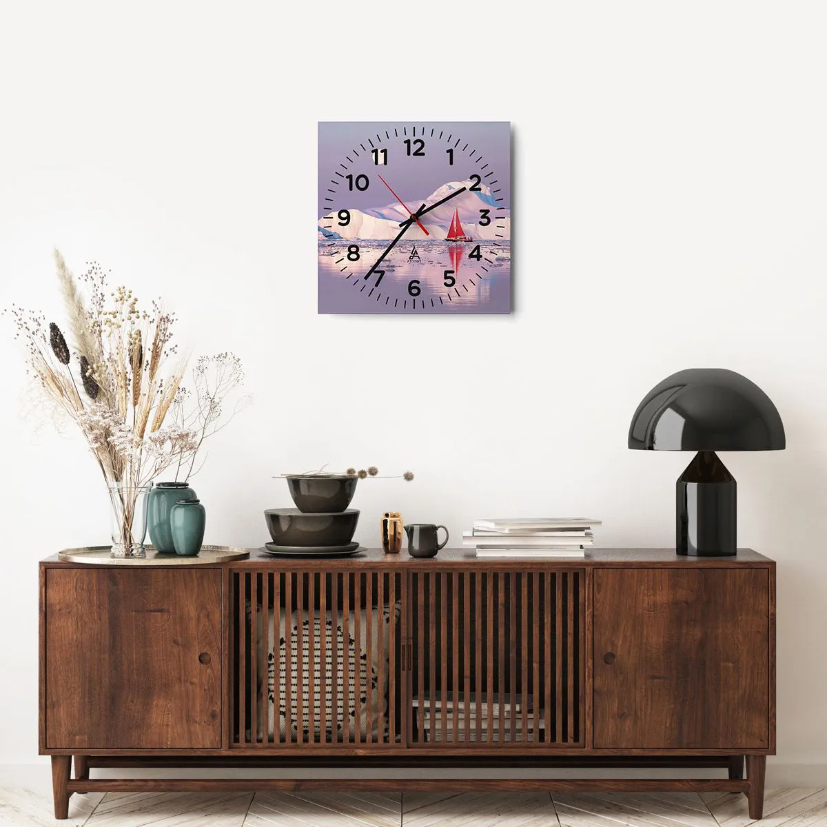 Ceas de perete - Ceas pe sticlă - Căldura pânzei, frigul gheții - 40x40 cm