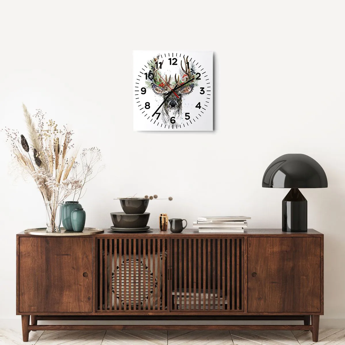 Väggklocka - Klocka på glas - I högtidskläder - 40x40 cm