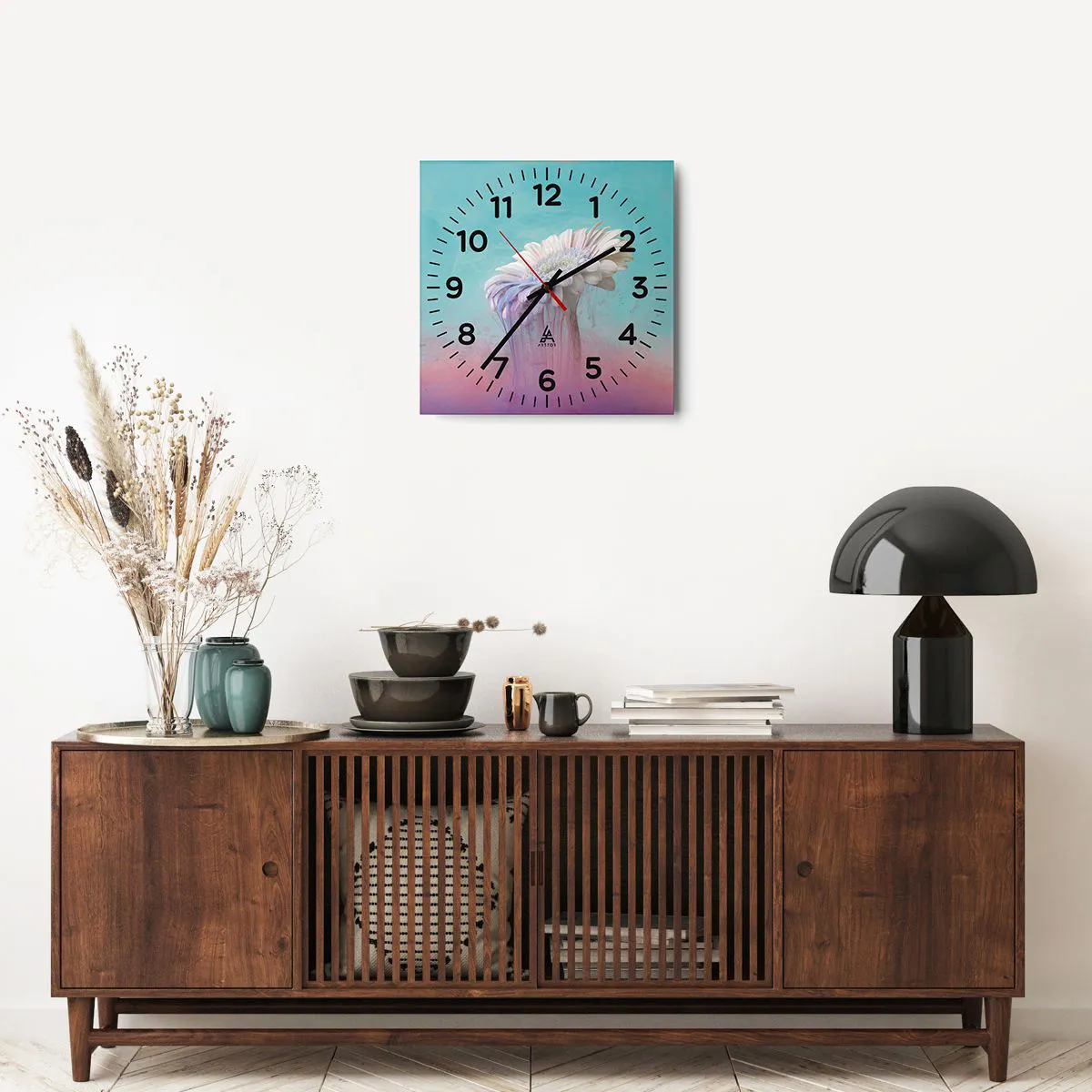 Reloj de pared - Reloj de vidrio - El inframundo de las flores - 40x40 cm