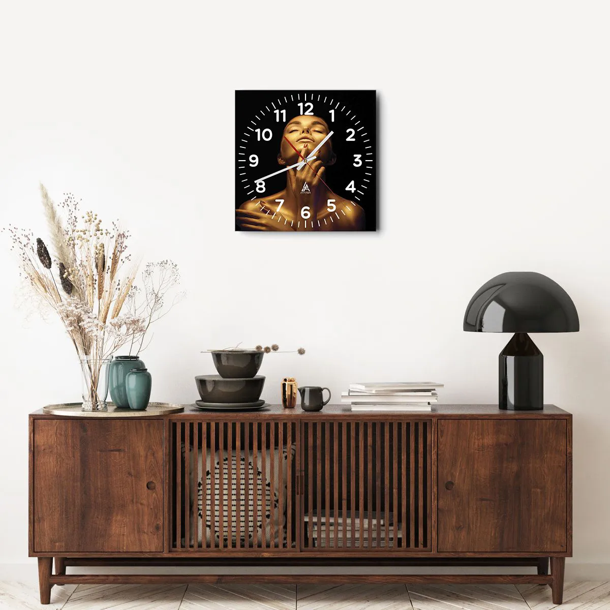 Ceas de perete - Ceas pe sticlă - Ca mătasea aurie - 40x40 cm