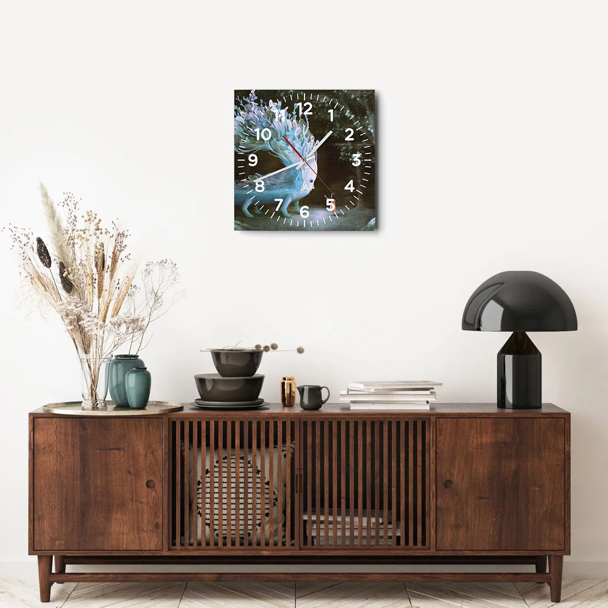 Väggklocka - Klocka på glas - Fantastiskt möte - 40x40 cm