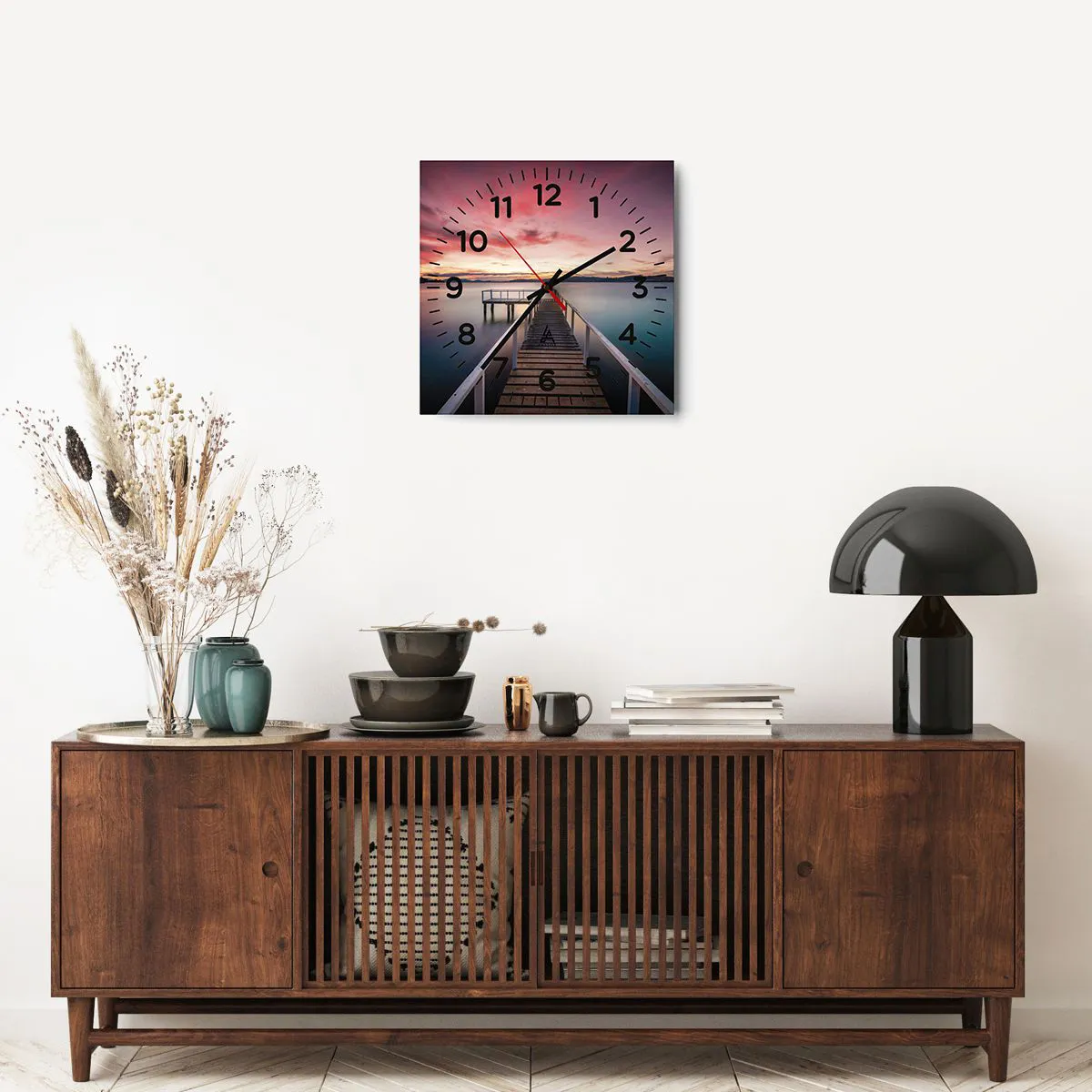 Wanduhr - Glasuhr - Die sanfte Flamme des Abends - 40x40 cm