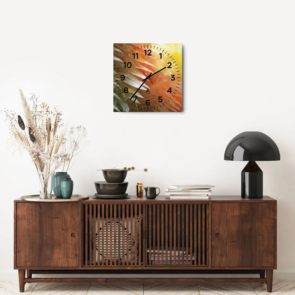 Ceas de perete - Ceas pe sticlă - Dimineață în junglă - 40x40 cm