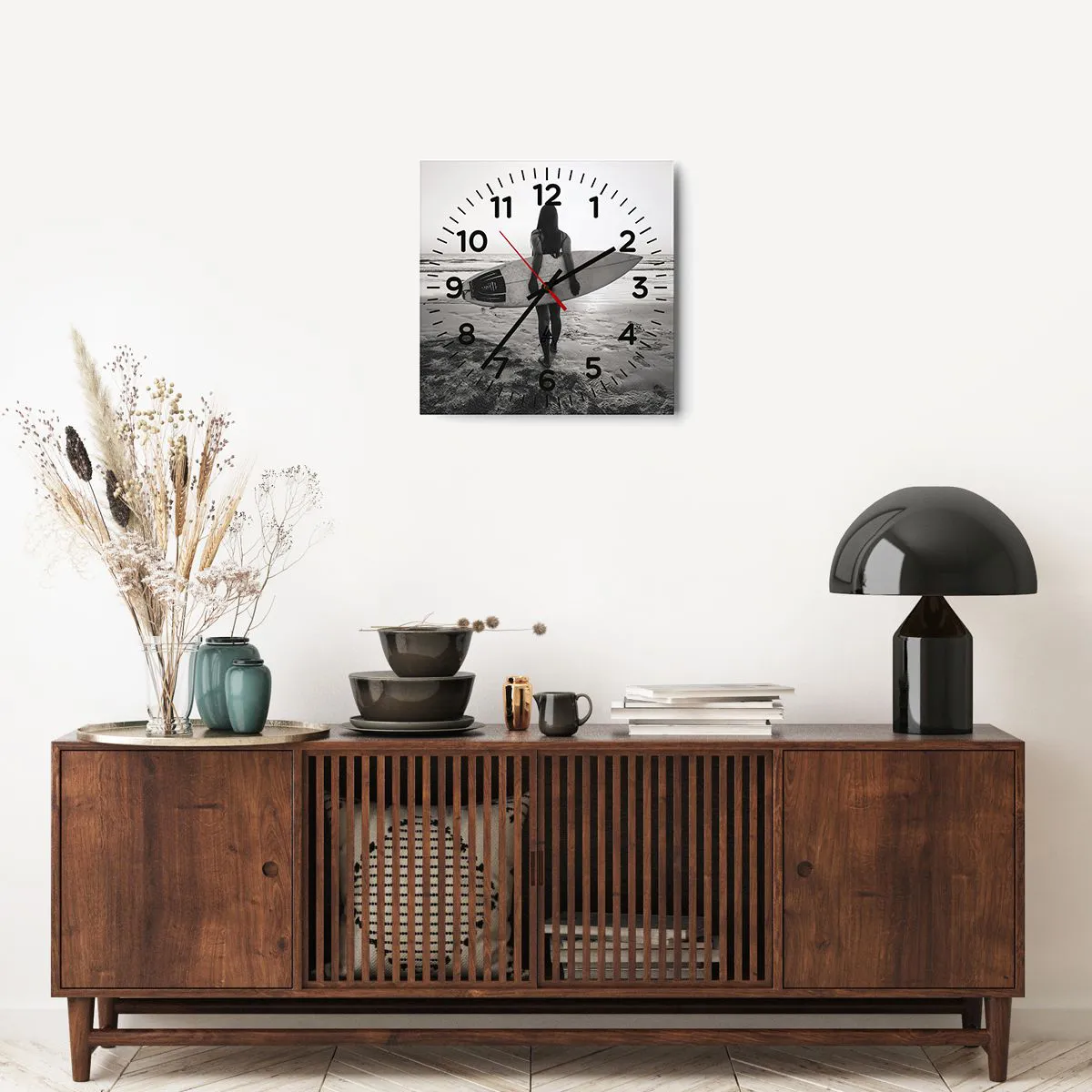 Ceas de perete - Ceas pe sticlă - Fiica valului mării - 40x40 cm