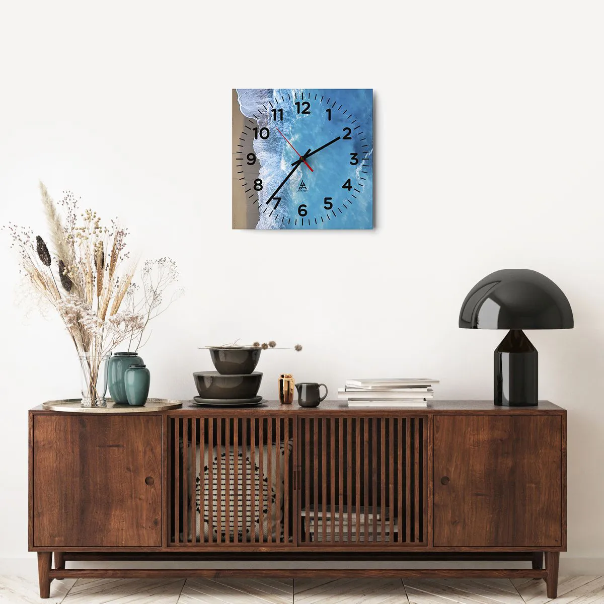 Reloj de pared - Reloj de vidrio - El poder del azul - 40x40 cm