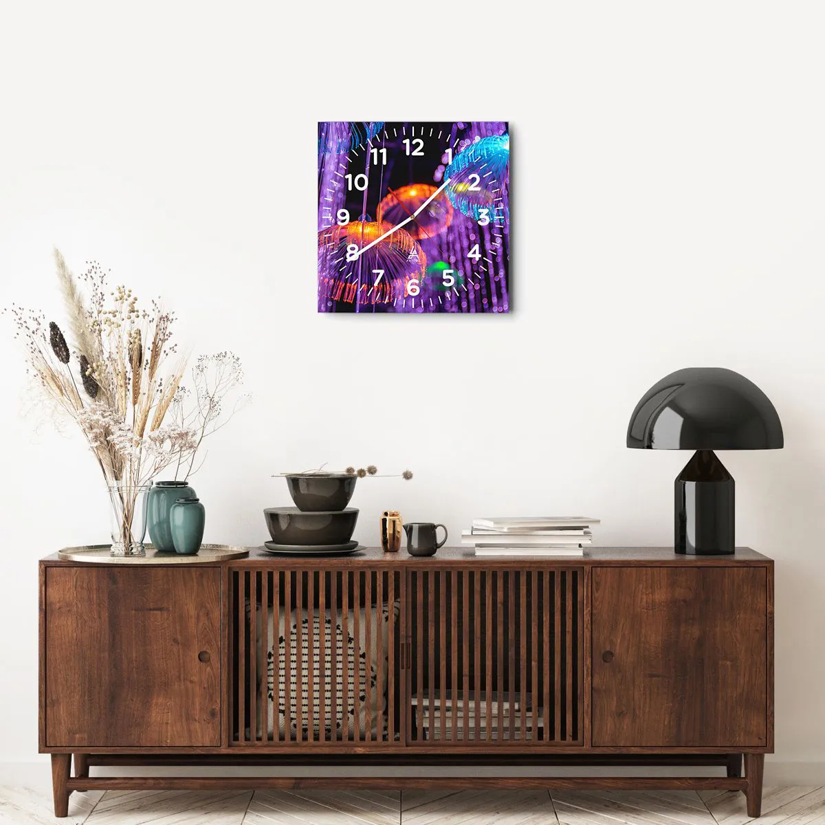 Ceas de perete - Ceas pe sticlă - Fântână de lumină - 40x40 cm